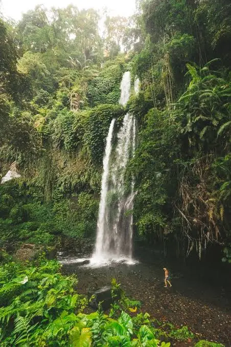 Green waterfall route in Lombok